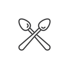 Cross spoons outline icon. linear style sign for mobile concept and web design. two tea spoons simple line vector icon. Food symbol, logo illustration. Pixel perfect vector graphics