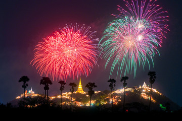 Fireworks at Phra Nakhon Khiri (Khao Wang), Phetchaburi province,Thailand.