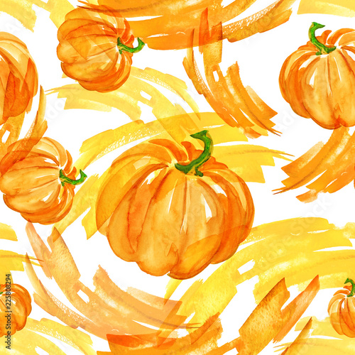 Download Watercolor Vintage Seamless Pattern With The Image Of A Pumpkin Pumpkin Orange Yellow Red Watercolor Background Can Be Used For Halloween Abstract Splash Of Orange And Yellow Paint Stock Illustration Adobe Stock