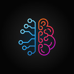 Artificial intelligence brain creative line icon. Vector sign