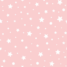 Pink Seamless Pattern Stars Geometric Pink Ornamental Background Baby Shower Sweet Girl Background