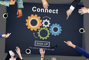 Wall Mural - connect interaction team teamwork concept