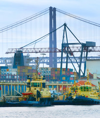 Wall Mural - Lisbon industrial cargo port. Portugal