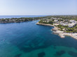 Luftaufnahme, Küste von Porto Petro mit Häusern und Villen, Region Cala D' or , Gemeinde Santanyi, Mallorca, Balearen, Spanien