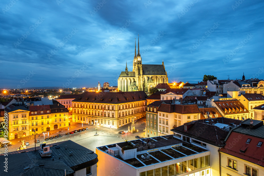 Obraz na płótnie Brno night cityscape view, Czech republic w salonie