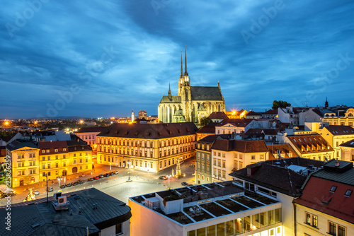 Brno night cityscape view, Czech republic Fototapete