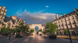 Dijon triumphal arch square in evening sunset