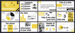 Design of a business presentation template with yellow, black and grey colours. Vector set of infographic elements for marketing, advertising or annual report.