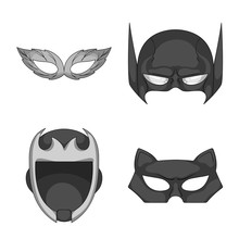 Vector Design Of Hero And Mask Symbol. Collection Of Hero And Superhero Stock Vector Illustration.