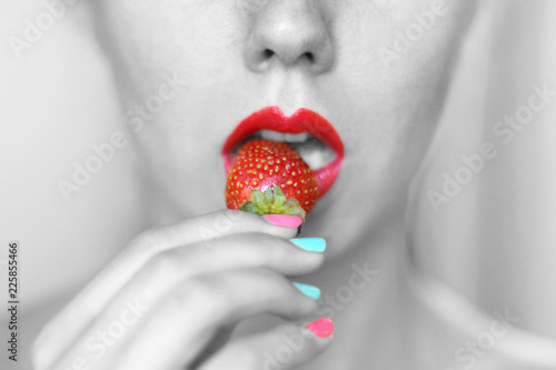 picture Strawberry Photography Close Up Lips With Fruit adobe stock