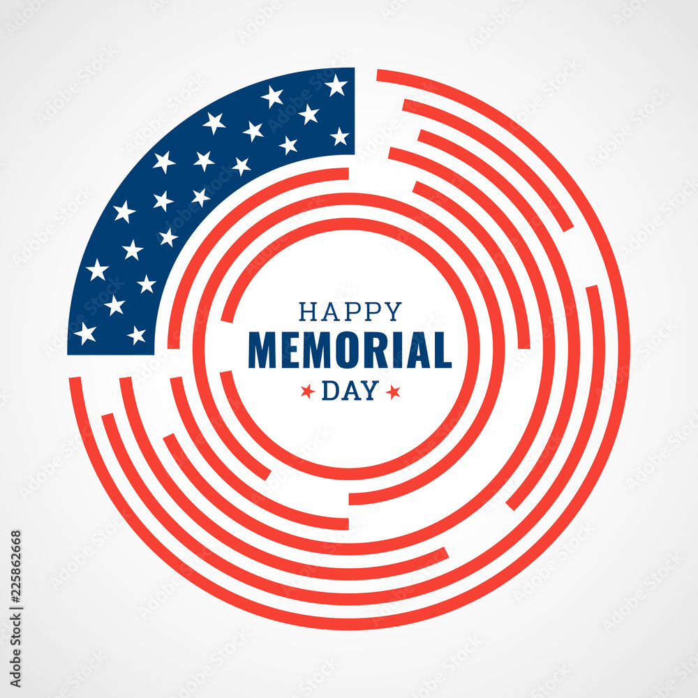 Happy Memorial day banner with Circle abstract usa flag frame vector ...