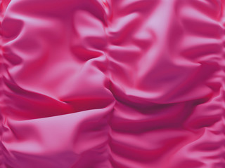 Wall Mural - 3d render, pink crumpled fabric background, folded textile texture, chaotic folds, fashion drapery wallpaper