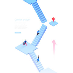 Wall Mural - career growth - modern isometric vector web banner