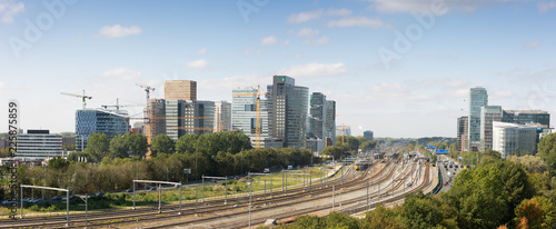 Daytime panoramic skyline of Zuidas the business and financial area of Amsterdam Canvas Print
