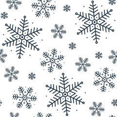 Wall Mural - christmas seamless pattern with snowflakes on a white background.