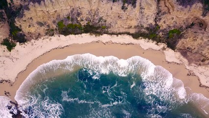 Sticker - Drone video of waves hitting the beach at Half Moon Bay San Francisco California