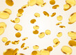 Realistic Gold Coins explosion. Isolated on transparent background. Vector illustration