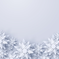 Wall Mural - vector merry christmas and happy new year greeting card design with frame made of 3d white realistic
