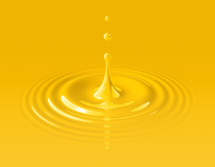 Wall Mural - Yellow paint drop and ripple