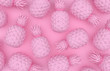 © Garan Julia - Pink monochrome pineapples on a pink background. Texture in pastel colors. Tropical exotic fruit. 3D rendering.