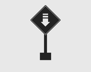 Rectangular One way street sign icon on gray Background.