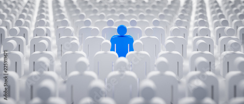 Cuadros en Lienzo Blaues Individuum in der Menge - Konzept Leadership und Excellence