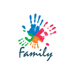 Wall Mural - Family icon in the form of hands. Vector illustration