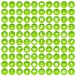 © ylivdesign - 100 flowers icons set green circle isolated on white background vector illustration