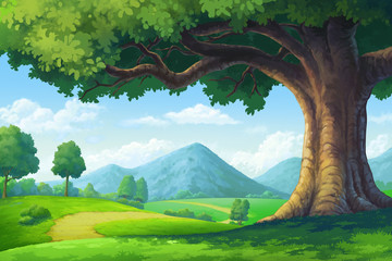 paintings for the hill trees and paths