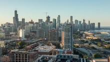 Chicago City Skyline Day To Night Sunset Timelapse