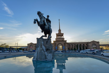 Wall Mural - the statue of david of sassoun in yerevan