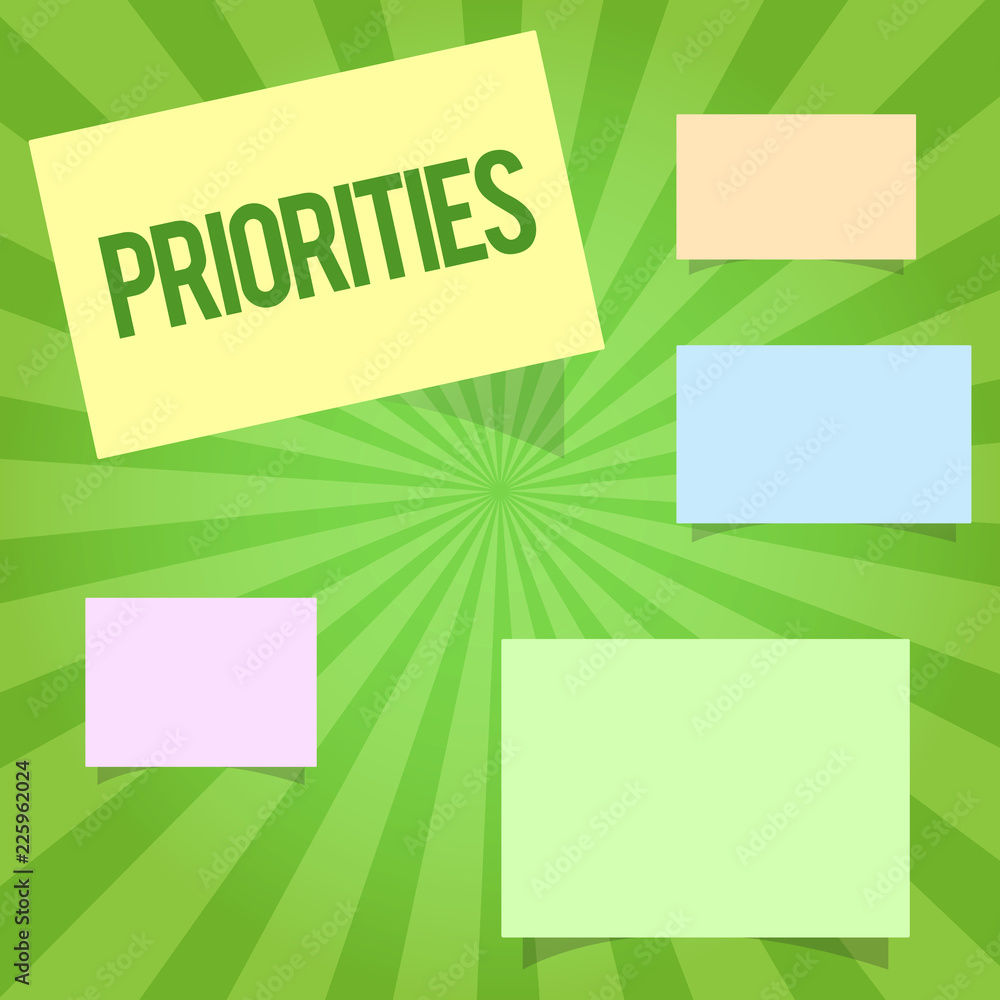 Handwriting text writing Priorities. Concept meaning Things that are ...