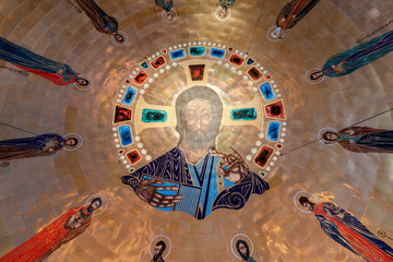 Dome of the Ascension Greek Orthodox Cathedral of Oakland. Inside the Greek Orthodox Cathedral of the Ascension. Oakland, Alameda County, California, USA.