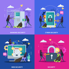 Canvas Print - Cyber Security Flat Design Concept