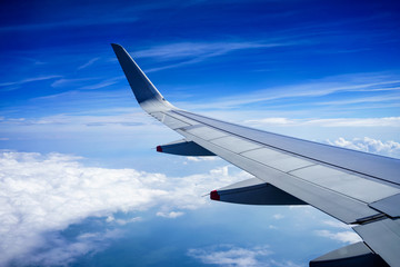 Airplane in flight over the Europe