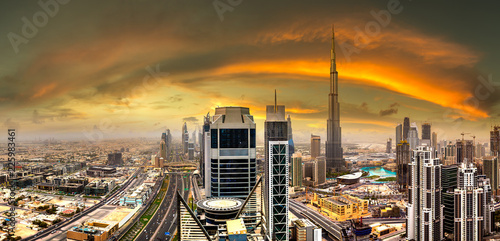 Obraz Dibond Widok z lotu ptaka w centrum Dubaju