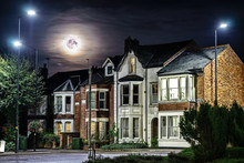 Halloween Concept Creepy House With Full Moon