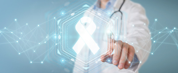 Fototapete - Doctor using digital ribbon cancer interface 3D rendering