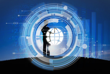 Wall Mural - digital blue hud interface global concept