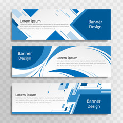 Wall Mural - Vector blue banner template design with 3 designs.