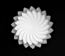 Aufkleber - Single white decorative flower on black background. Paper origami lily.