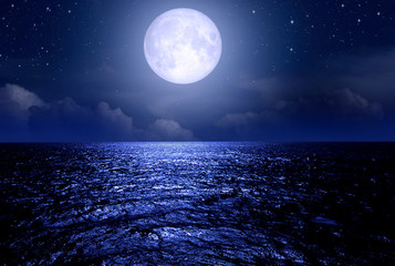full moon over the sea