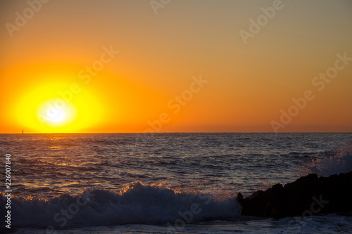 Obraz na plátně Sunrise on "Las Rotas" beach in Denia, Spain