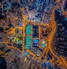 Aerial view of Hong Kong Cityscape at night