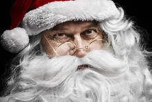 Santa Claus's Human Face At Studio Shot