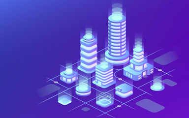 Isometric Abstract Future City illustration