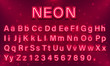 © hobbitfoot - Neon city color red font. English alphabet and numbers sign. Vector illustration
