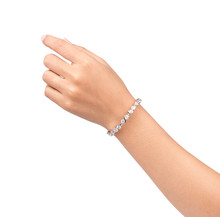 Bracelet Inlaid With Gemstones On Hand Isolated On White Background