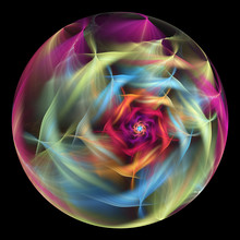Beautiful Exotic Flower In Crystal Sphere. Fantasy Fractal Design. Psychedelic Digital Art. 3D Rendering.