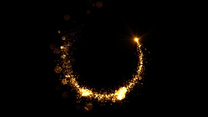 Wall Mural - abstract golden comet background with tail and glitter particles. winner screen. flare rotating. cou